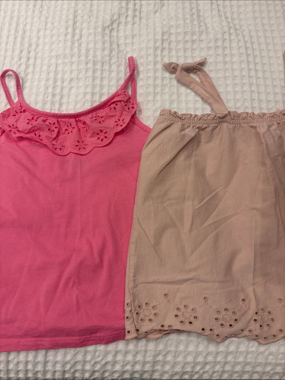 H&M Bright Pink Eyelet Ruffle Tank Top